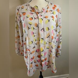 C&E pastel floral crop sleeve top SZ M